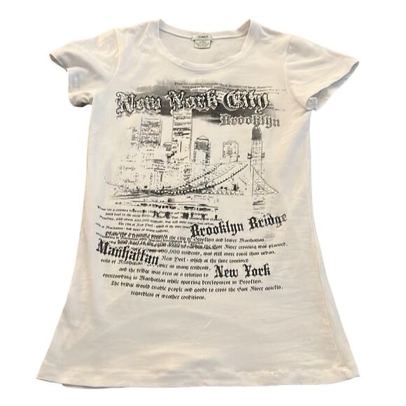 Green T  White Embellished NYC Brooklyn Bridge Tee Shirt Knit top - Picture 3 of 7